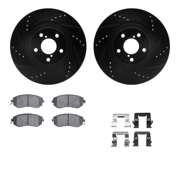  R1 Concepts® - Drilled and Slotted Front Brake Kit with Semi-Metalic Pads