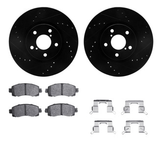 R1 Concepts® - Drilled and Slotted Front Brake Kit with Semi-Metalic Pads