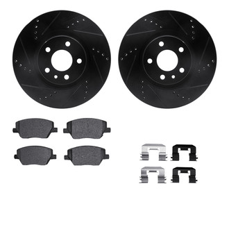R1 Concepts® - Drilled and Slotted Brake Kit with Semi-Metalic Pads