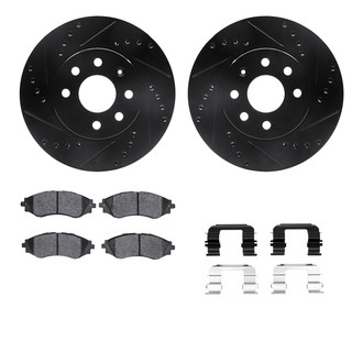 R1 Concepts® - Drilled and Slotted Brake Kit with Semi-Metalic Pads