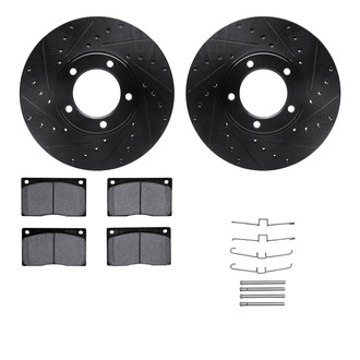 R1 Concepts® - Drilled and Slotted Front Brake Kit with Semi-Metalic Pads