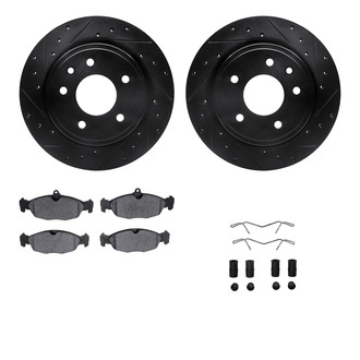 R1 Concepts® - Drilled and Slotted Rear Brake Kit with Semi-Metalic Pads