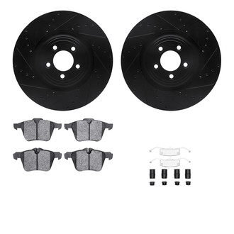 R1 Concepts® - Drilled and Slotted Front Brake Kit with Semi-Metalic Pads