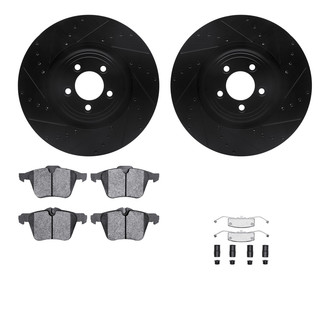 R1 Concepts® - Drilled and Slotted Front Brake Kit with Semi-Metalic Pads