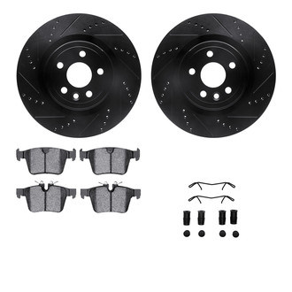 R1 Concepts® - Drilled and Slotted Rear Brake Kit with Semi-Metalic Pads