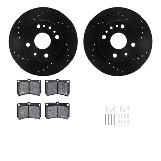 R1 Concepts® - Drilled and Slotted Front Brake Kit with Semi-Metalic Pads