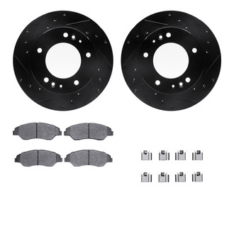 R1 Concepts® - Drilled and Slotted Front Brake Kit with Semi-Metalic Pads