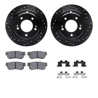 R1 Concepts® - Drilled and Slotted Rear Brake Kit with Semi-Metalic Pads
