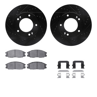 R1 Concepts® - Drilled and Slotted Front Brake Kit with Semi-Metalic Pads