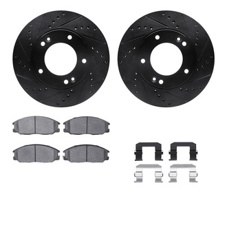 R1 Concepts® - Drilled and Slotted Front Brake Kit with Semi-Metalic Pads