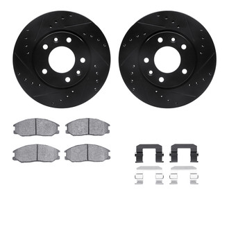 R1 Concepts® - Drilled and Slotted Front Brake Kit with Semi-Metalic Pads