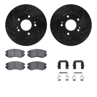 R1 Concepts® - Drilled and Slotted Front Brake Kit with Semi-Metalic Pads