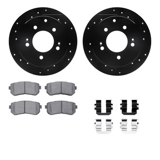 R1 Concepts® - Drilled and Slotted Rear Brake Kit with Semi-Metalic Pads