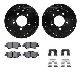 R1 Concepts® - Drilled and Slotted Rear Brake Kit with Semi-Metalic Pads