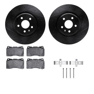 R1 Concepts® - Drilled and Slotted Brake Kit with Semi-Metalic Pads