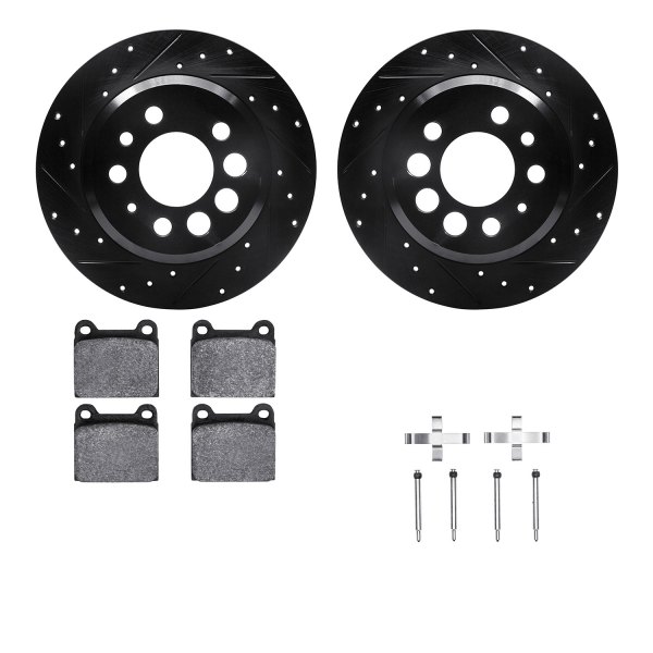  R1 Concepts® - Drilled and Slotted Rear Brake Kit with Semi-Metalic Pads