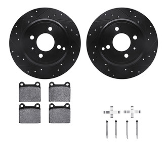 R1 Concepts® - Drilled and Slotted Rear Brake Kit with Semi-Metalic Pads