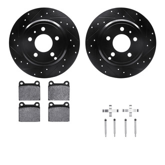 R1 Concepts® - Drilled and Slotted Rear Brake Kit with Semi-Metalic Pads