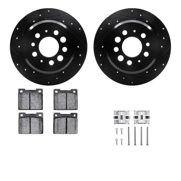  R1 Concepts® - Drilled and Slotted Rear Brake Kit with Semi-Metalic Pads