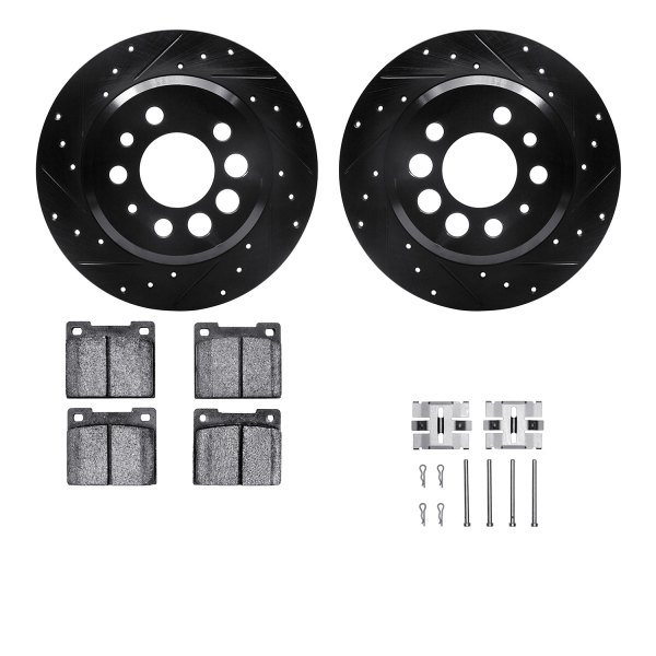  R1 Concepts® - Drilled and Slotted Rear Brake Kit with Semi-Metalic Pads