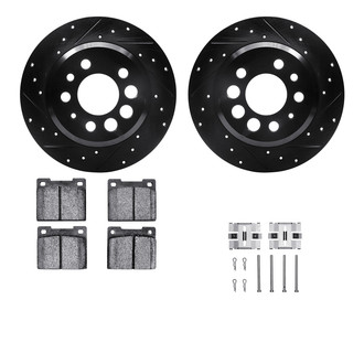 R1 Concepts® - Drilled and Slotted Rear Brake Kit with Semi-Metalic Pads