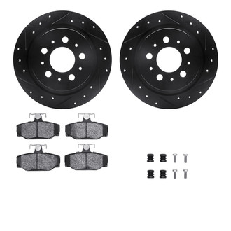 R1 Concepts® - Drilled and Slotted Rear Brake Kit with Semi-Metalic Pads