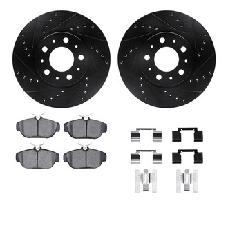 R1 Concepts® - Drilled and Slotted Front Brake Kit with Semi-Metalic Pads