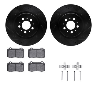 R1 Concepts® - Drilled and Slotted Rear Brake Kit with Semi-Metalic Pads