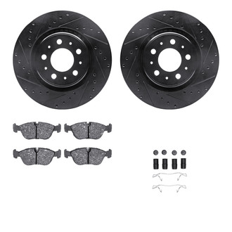 R1 Concepts® - Drilled and Slotted Brake Kit with Semi-Metalic Pads