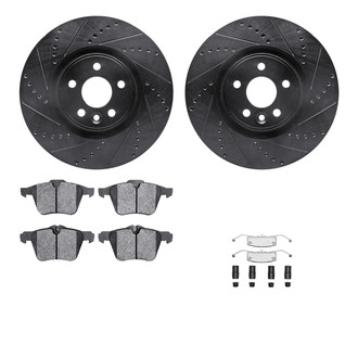 R1 Concepts® - Drilled and Slotted Front Brake Kit with Semi-Metalic Pads