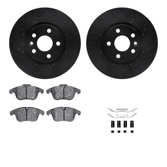 R1 Concepts® - Drilled and Slotted Front Brake Kit with Semi-Metalic Pads