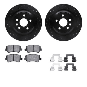 R1 Concepts® - Drilled and Slotted Rear Brake Kit with Semi-Metalic Pads