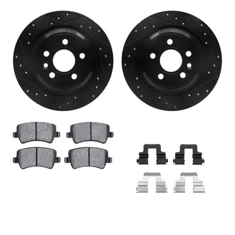 R1 Concepts® - Drilled and Slotted Rear Brake Kit with Semi-Metalic Pads