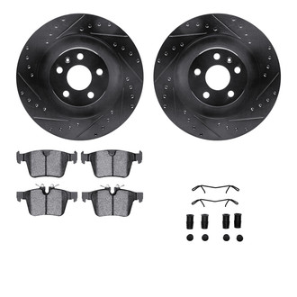 R1 Concepts® - Drilled and Slotted Rear Brake Kit with Semi-Metalic Pads