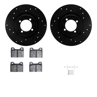 R1 Concepts® - Drilled and Slotted Front Brake Kit with Semi-Metalic Pads
