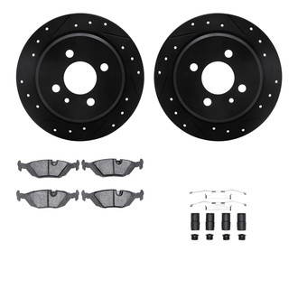 R1 Concepts® - Drilled and Slotted Rear Brake Kit with Semi-Metalic Pads