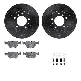 R1 Concepts® - Drilled and Slotted Front Brake Kit with Semi-Metalic Pads