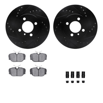 R1 Concepts® - Drilled and Slotted Front Brake Kit with Semi-Metalic Pads