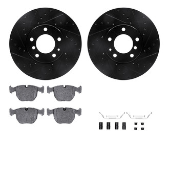 R1 Concepts® - Drilled and Slotted Brake Kit with Semi-Metalic Pads