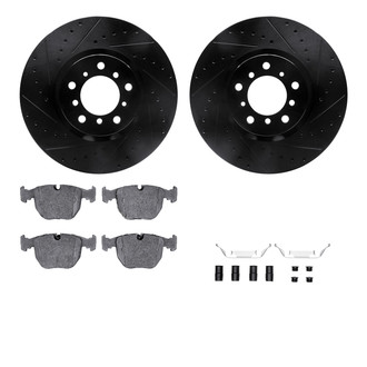 R1 Concepts® - Drilled and Slotted Front Brake Kit with Semi-Metalic Pads