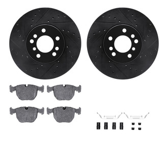 R1 Concepts® - Drilled and Slotted Brake Kit with Semi-Metalic Pads