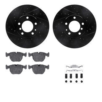 R1 Concepts® - Drilled and Slotted Front Brake Kit with Semi-Metalic Pads