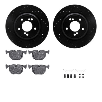 R1 Concepts® - Drilled and Slotted Rear Brake Kit with Semi-Metalic Pads