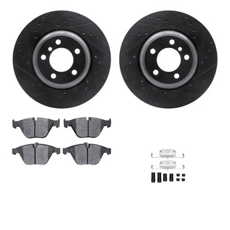 R1 Concepts® - Drilled and Slotted Brake Kit with Semi-Metalic Pads