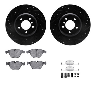 R1 Concepts® - Drilled and Slotted Brake Kit with Semi-Metalic Pads
