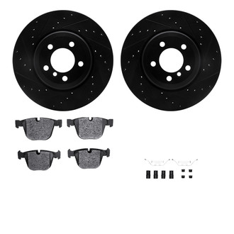 R1 Concepts® - Drilled and Slotted Rear Brake Kit with Semi-Metalic Pads