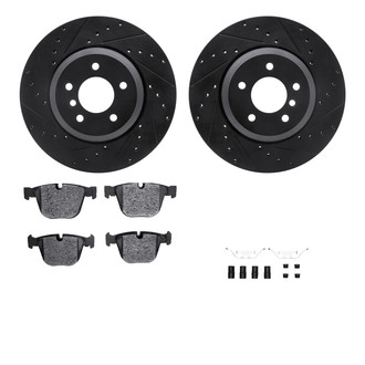 R1 Concepts® - Drilled and Slotted Rear Brake Kit with Semi-Metalic Pads