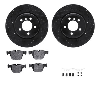 R1 Concepts® - Drilled and Slotted Rear Brake Kit with Semi-Metalic Pads