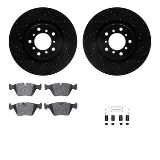 R1 Concepts® - Drilled and Slotted Front Brake Kit with Semi-Metalic Pads
