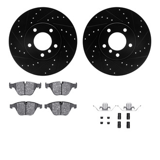 R1 Concepts® - Drilled and Slotted Brake Kit with Semi-Metalic Pads
